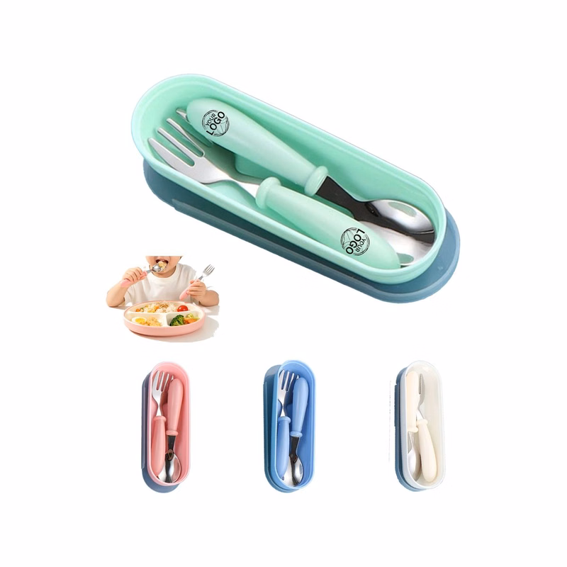 Stainless Steel Toddler Spoon and Fork Kit with Box