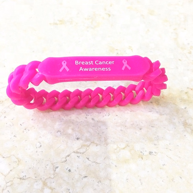 Breast Cancer Awareness Chain Link Silicone Wristbands