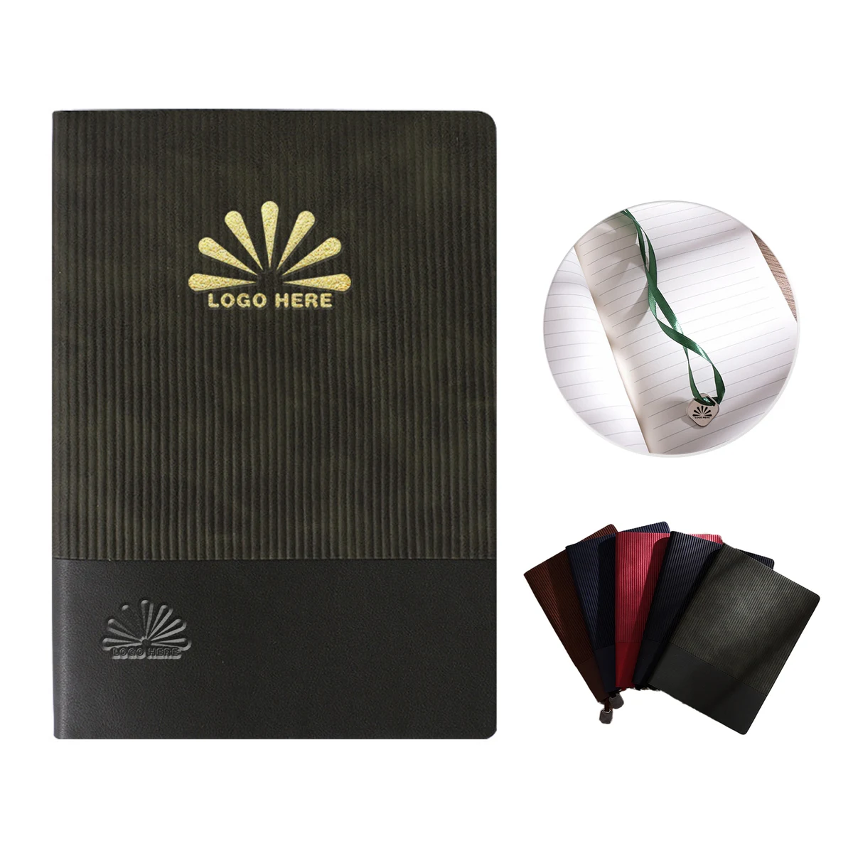 Textured PU Leather A5 Journal With Metal Bookmark 1