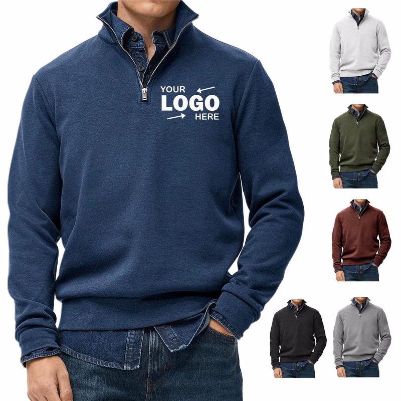 Polyester Unisex Quarter Zip Casual Sweatshirt