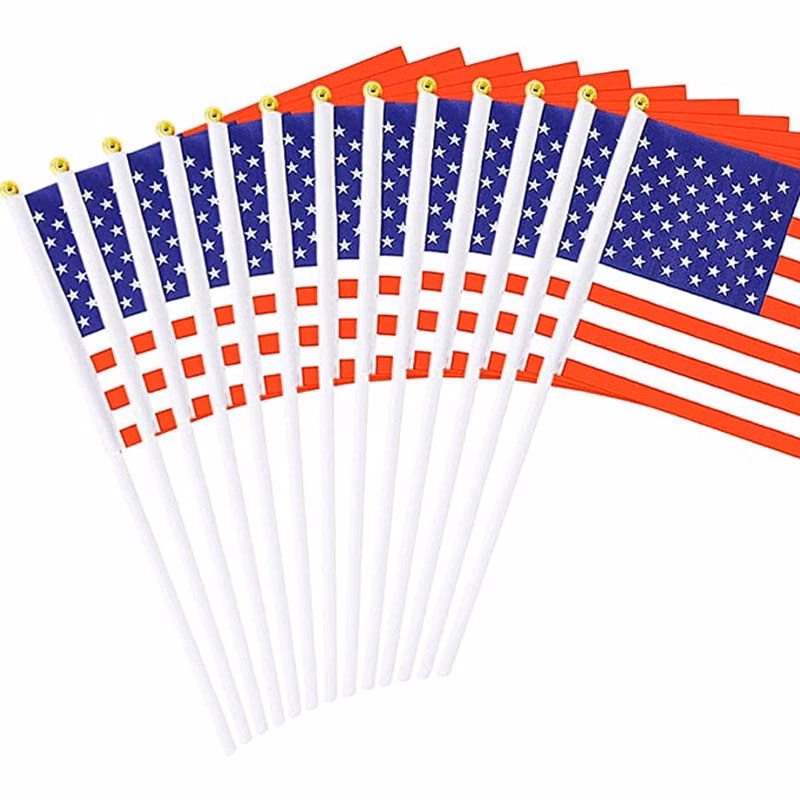 American Handheld Flags With Plastic Stick