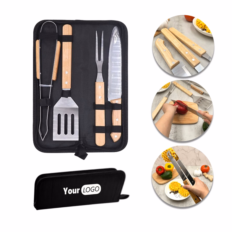 4 Piece Stainless Steel BBQ Tool Set
