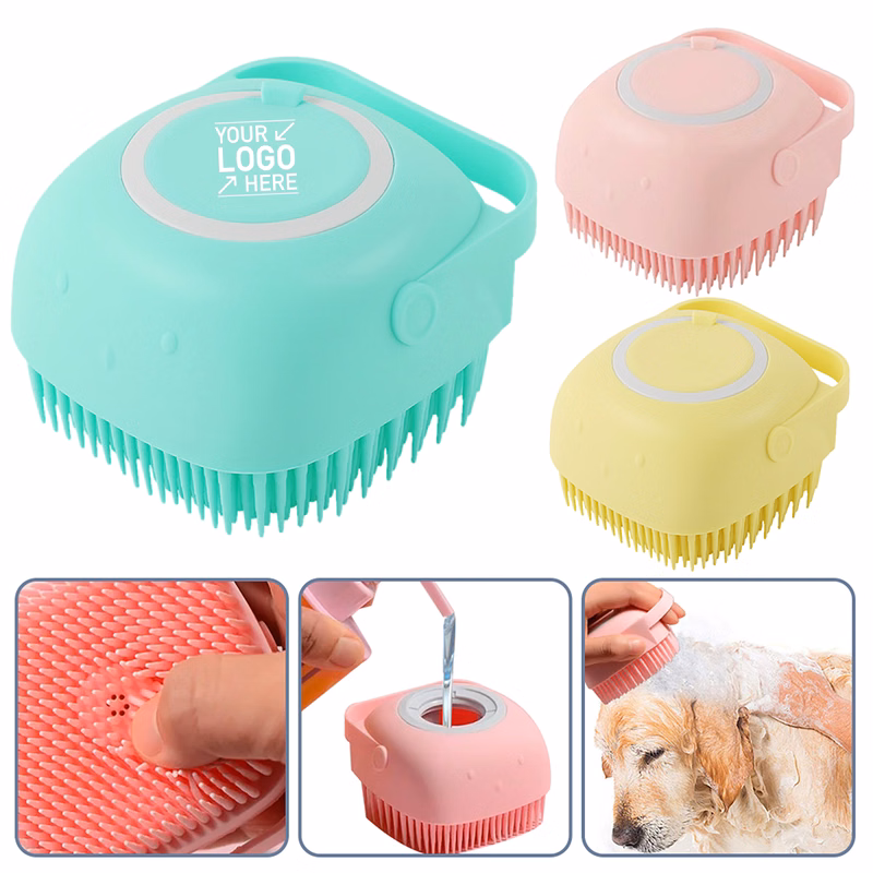 Pet Bath Silicone Massage Brush with Shampoo Box
