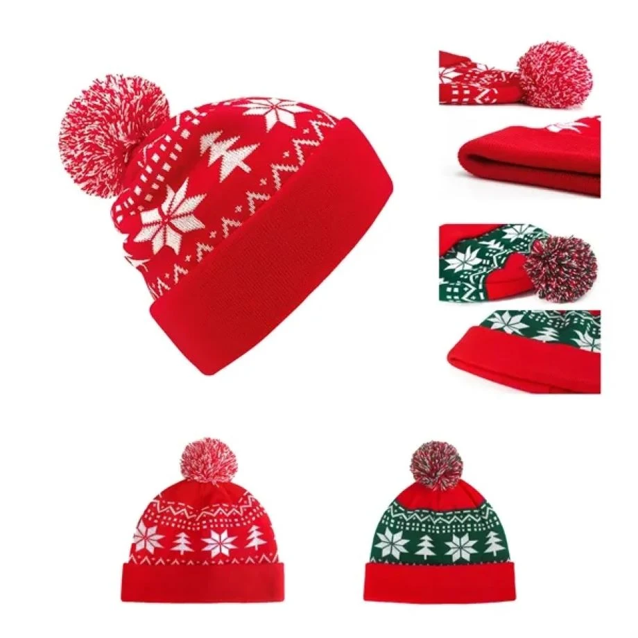 Christmas Beanie Hat Winter Knitted Crochet 1