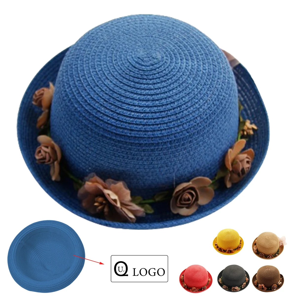 Women'S Dome Flowers Sun Protective Straw Hat 1
