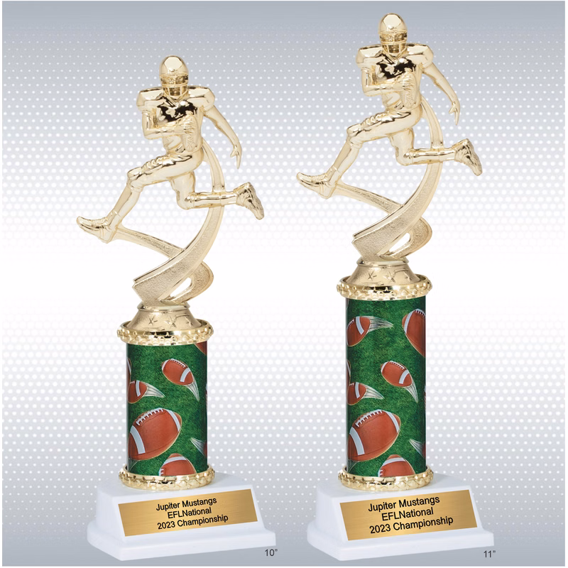 Assembled Male Football Trophy w/ White Base