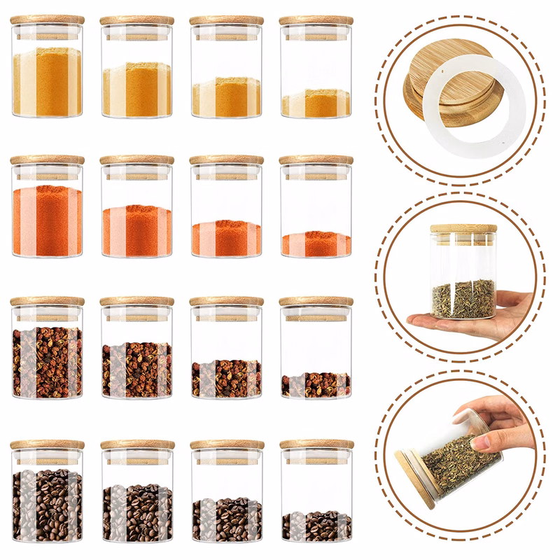 7.5 oz Glass Jars with Bamboo Lids