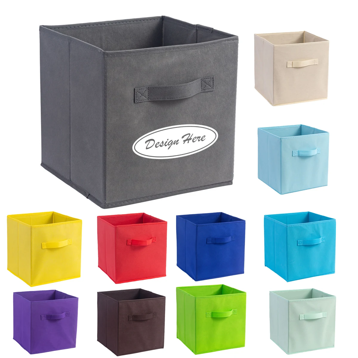 Square Non-Woven Folding Storaye Box With Handle 1