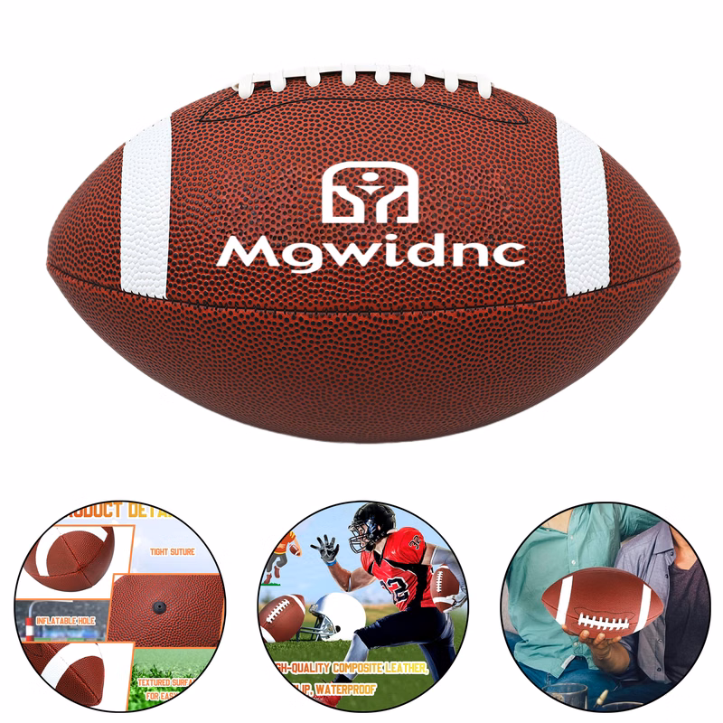 No.9 American Football Machine Stitched PU Synthetic Leather Training Game Ball for Adults