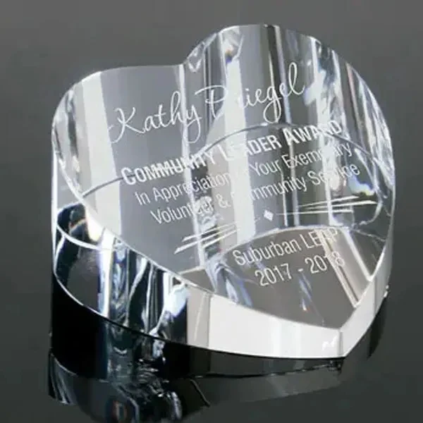 Crystal Clear Slant Heart Paperweight Award 1