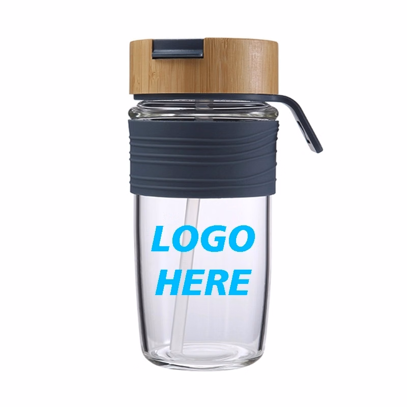 Custom 20 oz Glass Tumbler With Bamboo Lid And Straw