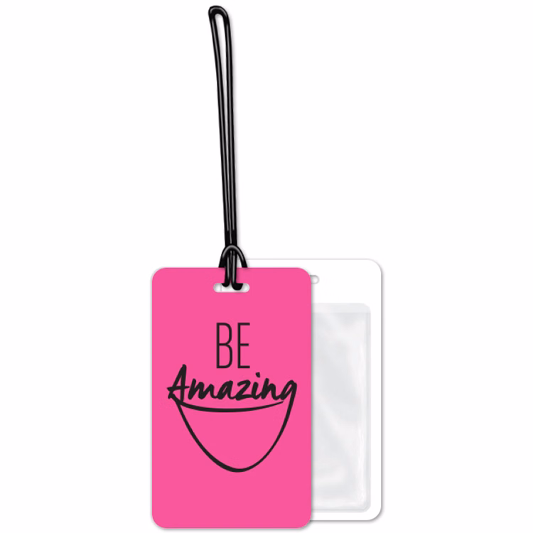 Luggage Tags White Plastic 2.75"x4.5", Spot Colour, 6" Loop attached & Clear Pocket