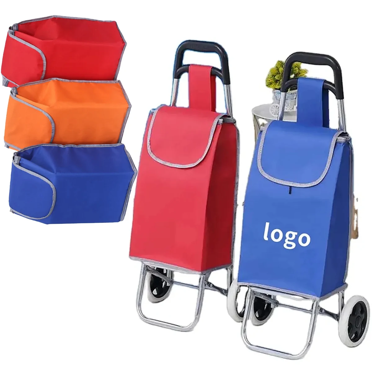 Two Wheeled Hand Pulled Grocery Cart Shopping Bag 1