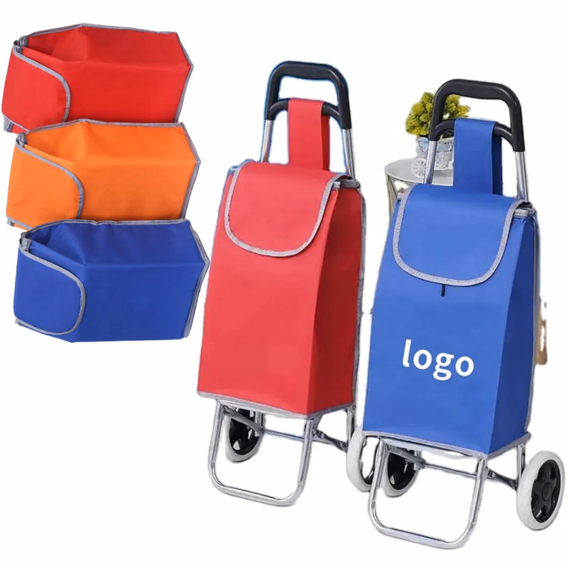 Two Wheeled Hand Pulled Grocery Cart Shopping Bag