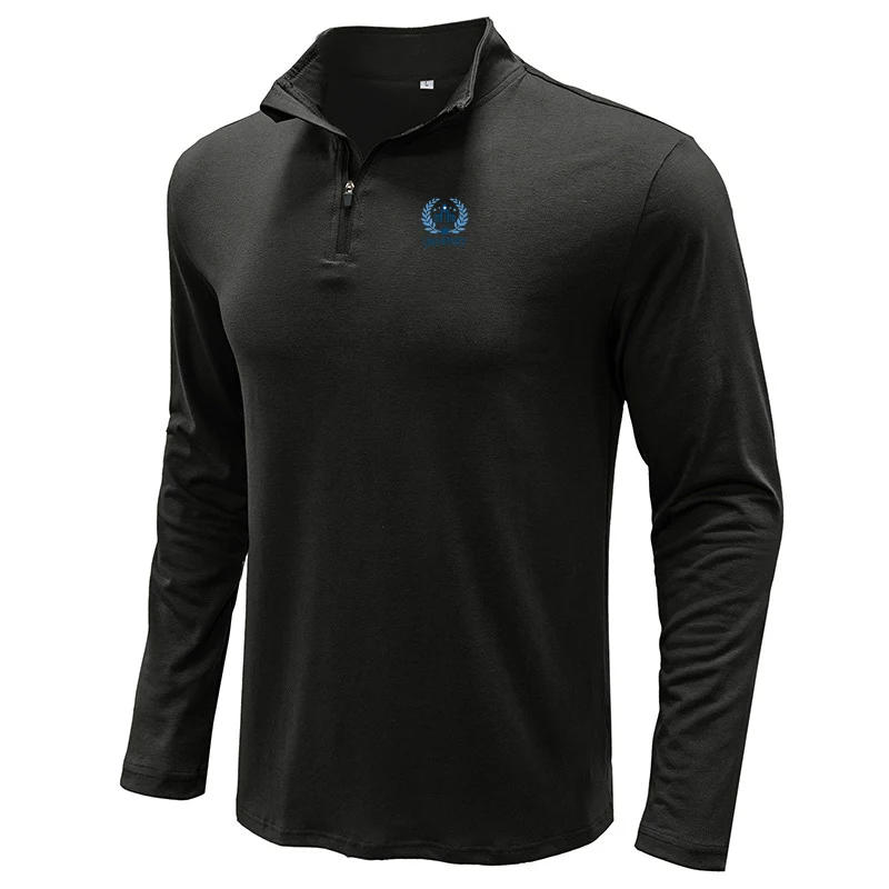 Custom long-Sleeved zippered Mens Pullover T-Shirt 1