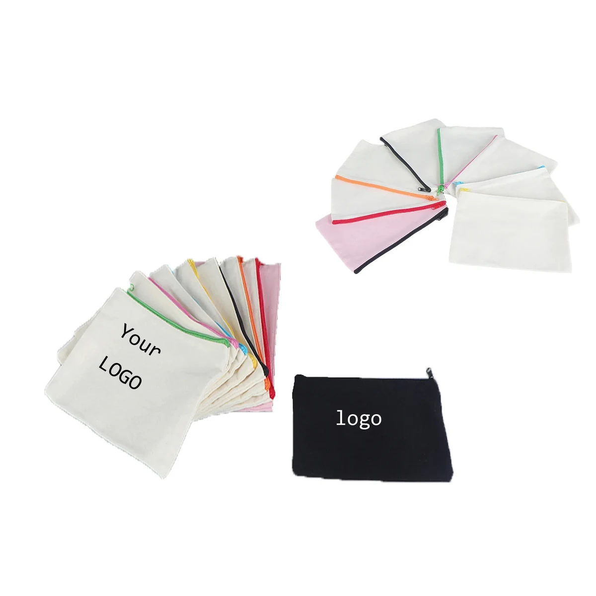 Portable Zipper Canvas Bag, custom tote bag with logo imprint 1