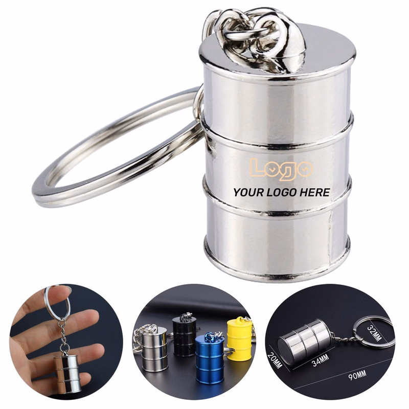 Alloy Oil Drum Key Chain