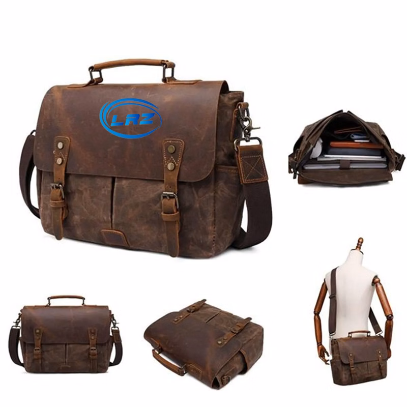 Simple retro crazy horse leather large capacity bag
