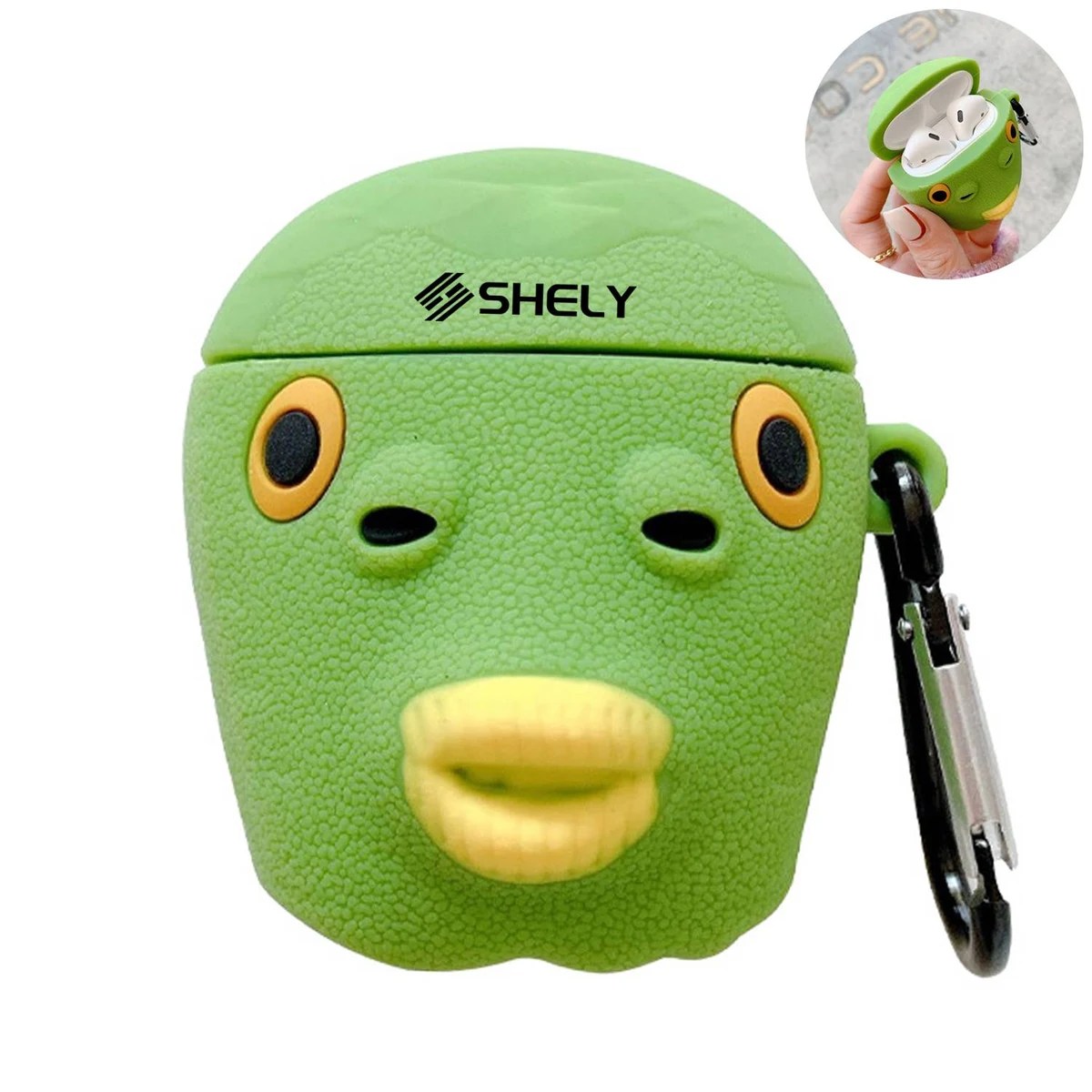 Green Fish Man Cartoon Apple Airpods Case 1