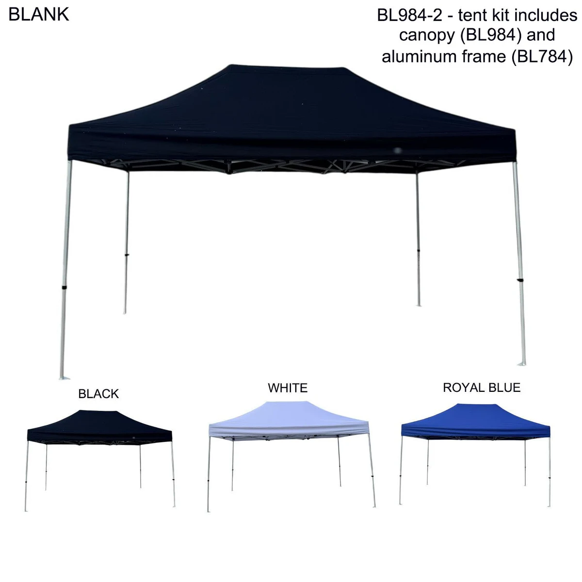 15' Tent Kit, Heavy duty Canopy and Aluminum Frame, Blank only 1