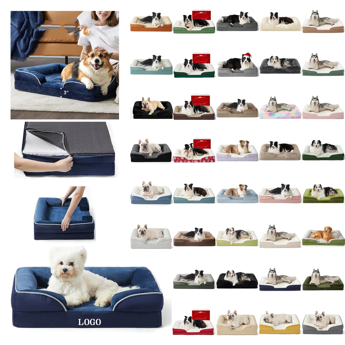 Washable Cover Orthopedic Waterproof Dog Sofa Bed 1