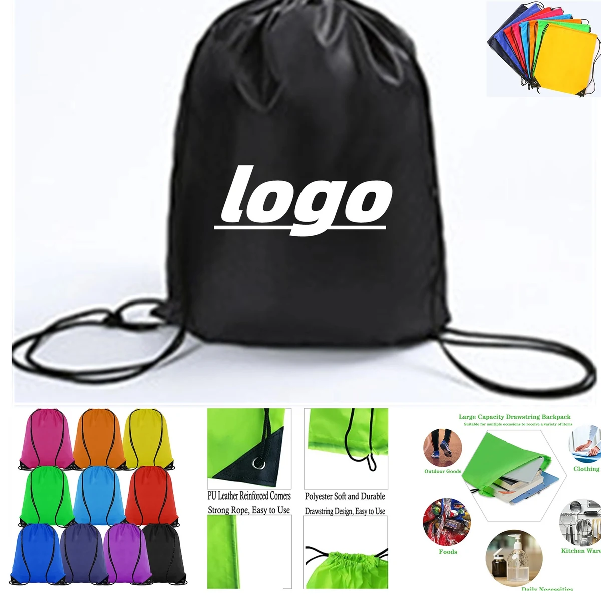 Double Shoulder Drawstring Harness Pocket Backpack 1