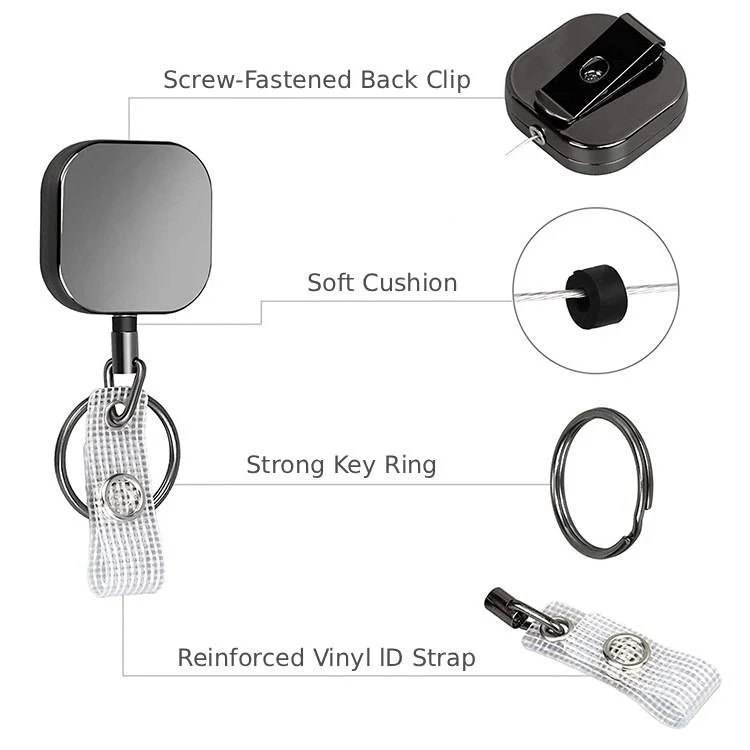 Square Metal Retractable Badge Holder 1