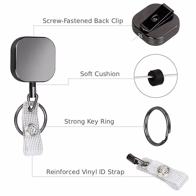 Square Metal Retractable Badge Holder