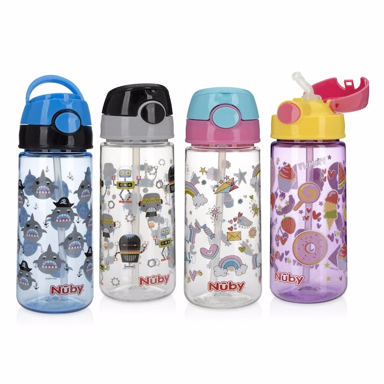 Nuby Flip-it Printed Cups w/Push Button Cap - 18 oz 18M+ 2-pack