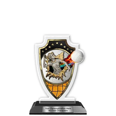 Acrylic Trophy: 6" Arrow Head, Volleyball Field De 1