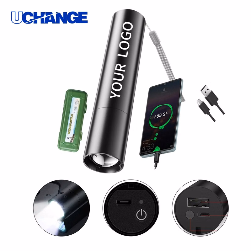 Outdoor 2 In 1 Flashlight Power Bank Tool