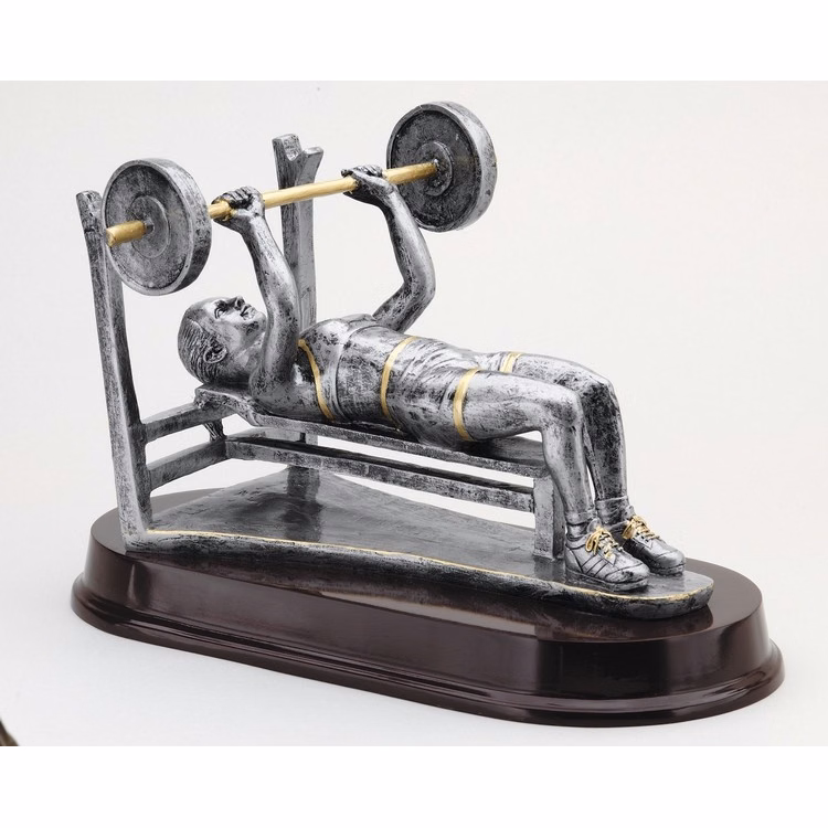 8" Tall Weightlifter Bench Female Weightlifting Figure Award