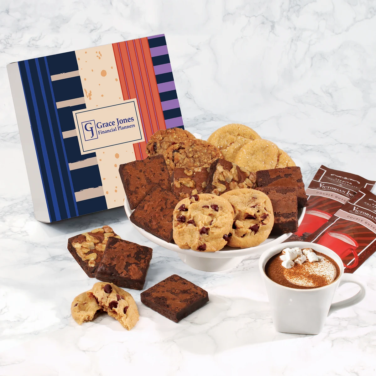 Gourmet Cookie & Brownie Gift Box with Stripes & Splatter Sleeve 1