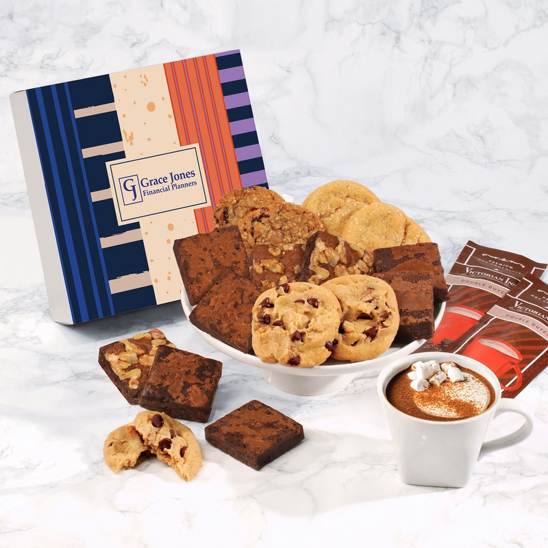 Gourmet Cookie & Brownie Gift Box with Stripes & Splatter Sleeve