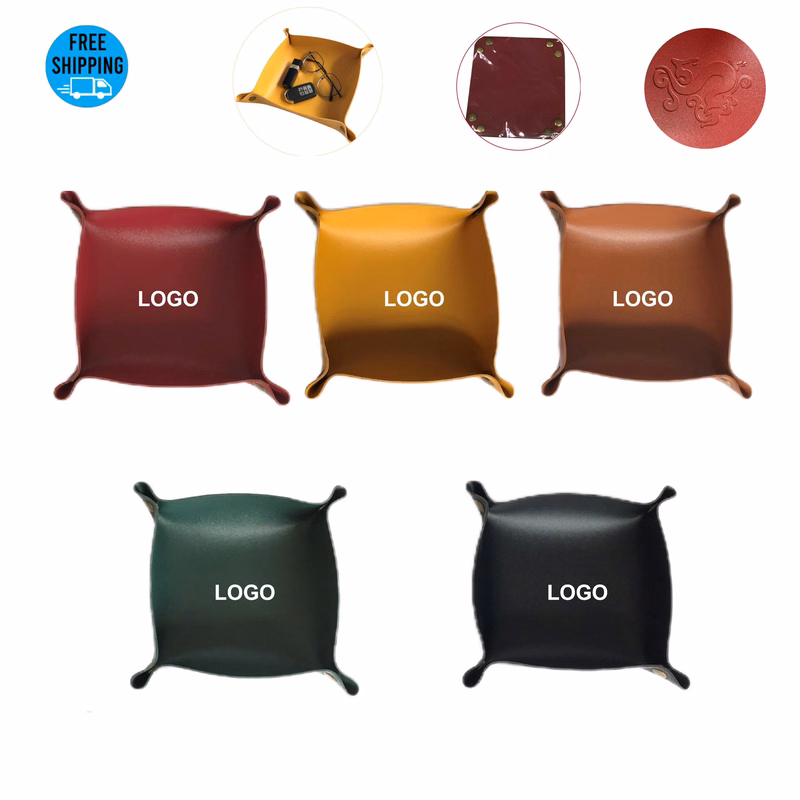 5.9'' x 5.9'' Foldable Leather Valet Tray