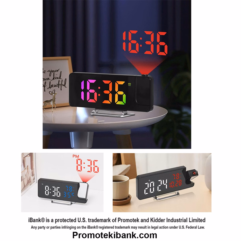 iBank ® Projection Alarm Clock, Digital Clock with 180° Rotatable Projector