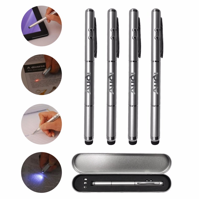 Union Printed - Metal Ballpoint Laser-Light Pen w/ Stylus