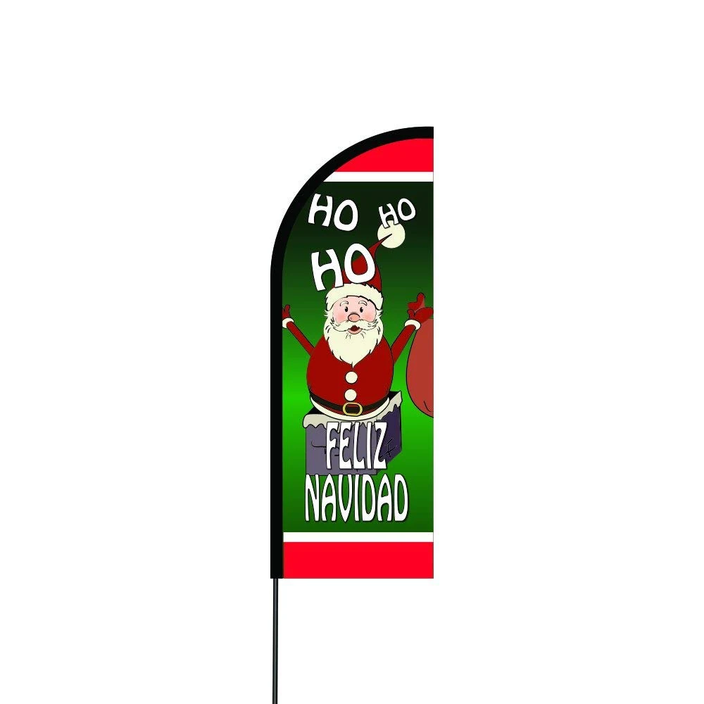 Feliz Navidad Flag Kit 14' Feet Feather Flag Sign Outdoor Banner 1