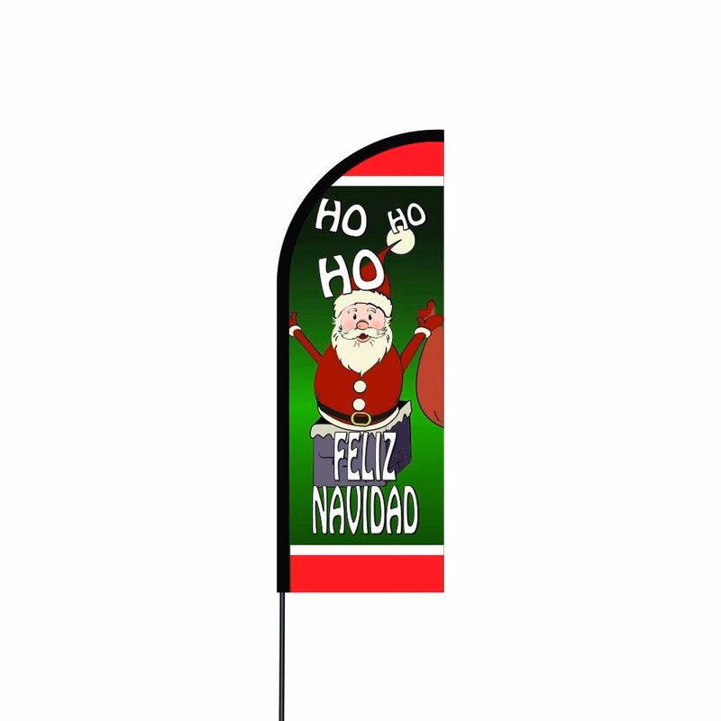 Feliz Navidad Flag Kit 14' Feet Feather Flag Sign Outdoor Banner