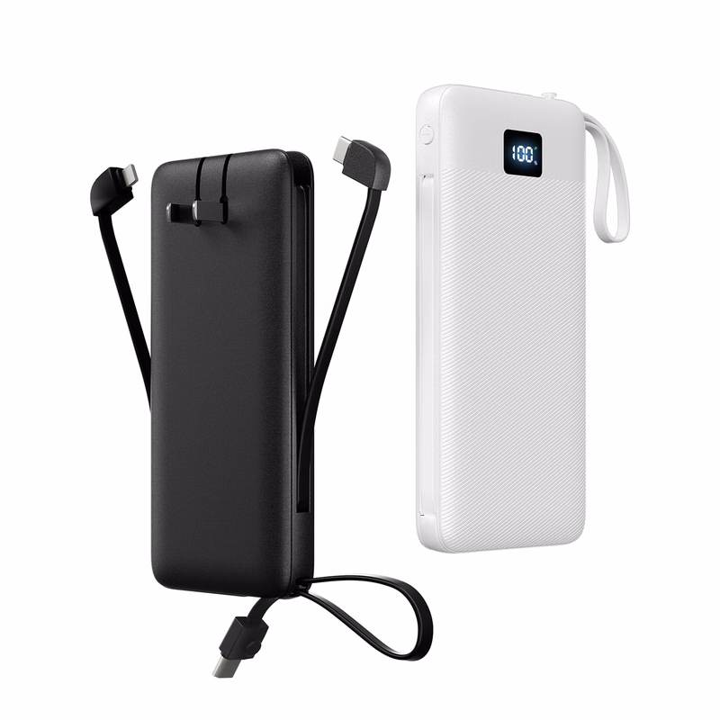 10,000mAH Power Bank With Built-in AC Plug and Cables