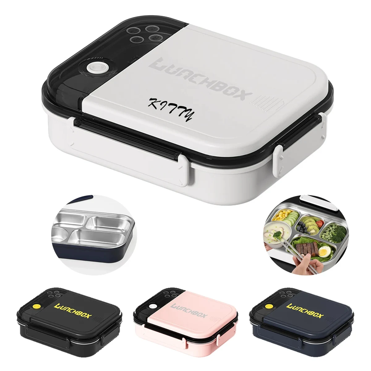 Stainless Steel 4-Compartment Lunch Box 1