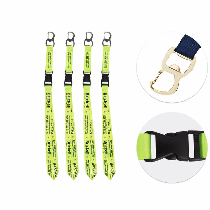 Fluorescent Colour Lanyard W/ Bottle Opener & Buckle Release