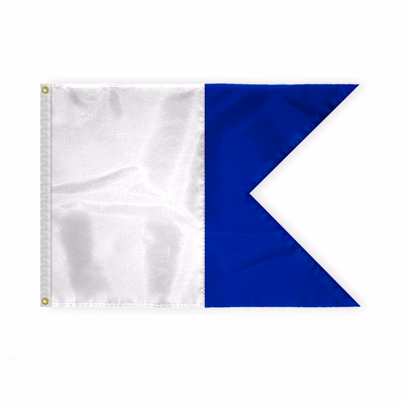 2.5'x3.3' 1ply Nylon White & Blue Beach Safety Flag-Sewn