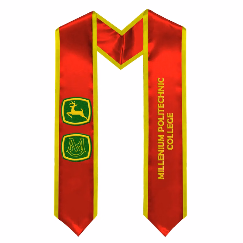 Embroidered Satin Graduation Stole wih Trim - 60" x 5"