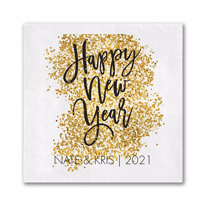 Glittery New Year Beverage Ooh La Color Napkin