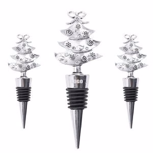 Elegant Silver Christmas Tree Wine Stopper Cork