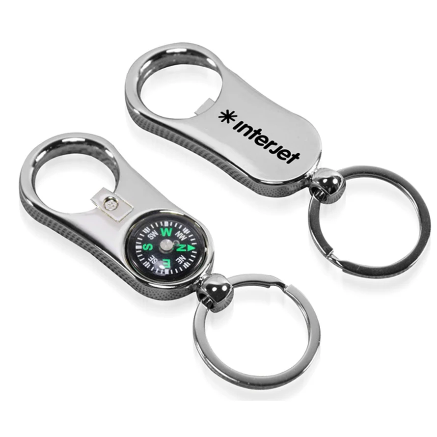 Metal Bottle Opener Compass Keychain 1