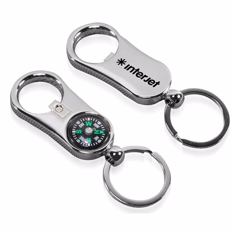 Metal Bottle Opener Compass Keychain