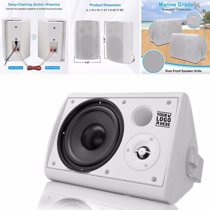 6.5 Inches 400 Watts Indoor Outdoor Wall Mount Waterproof Powerful Bass Wireless Bluetooth Speaker