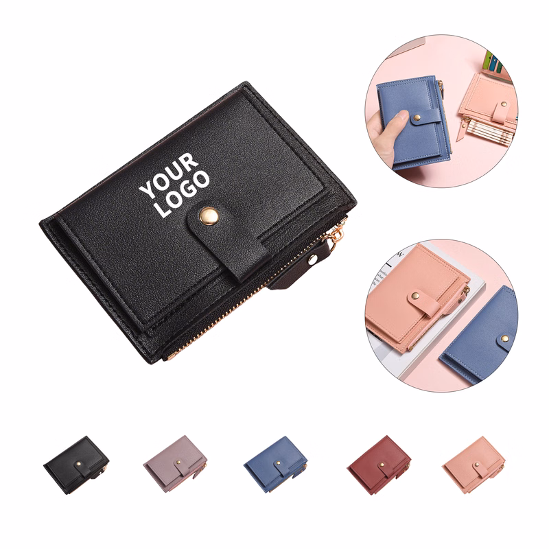 Slim PU Card Wallet With Snap Closure